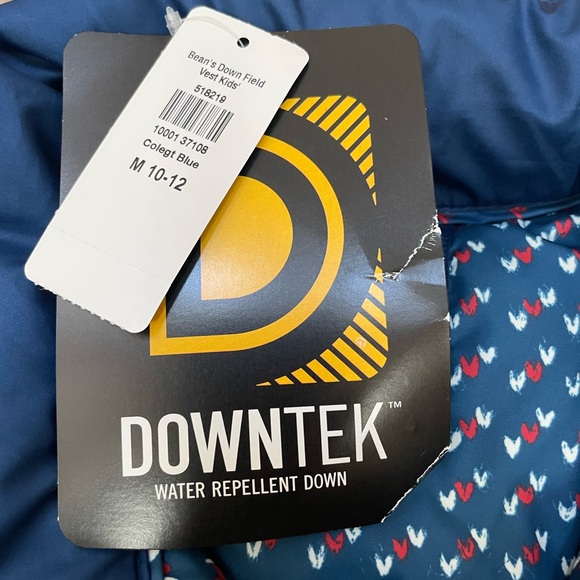 NWT L.L. Bean Down Field Vest Puffer Blue Kids Size Medium 10/12 Unisex - Picture 4 of 8